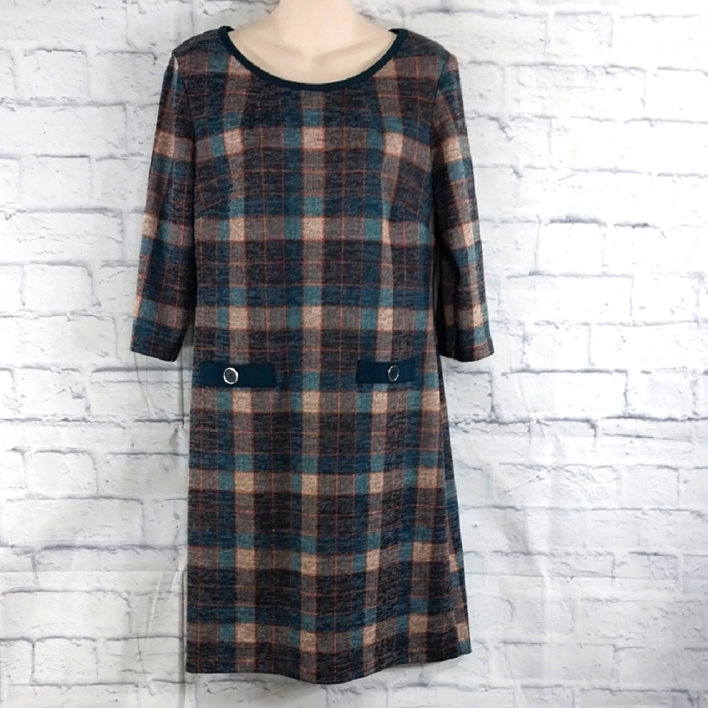 🔵BOGO FREE🔵 Connected Apparel Dress Plaid Long Sleeve Sz 10